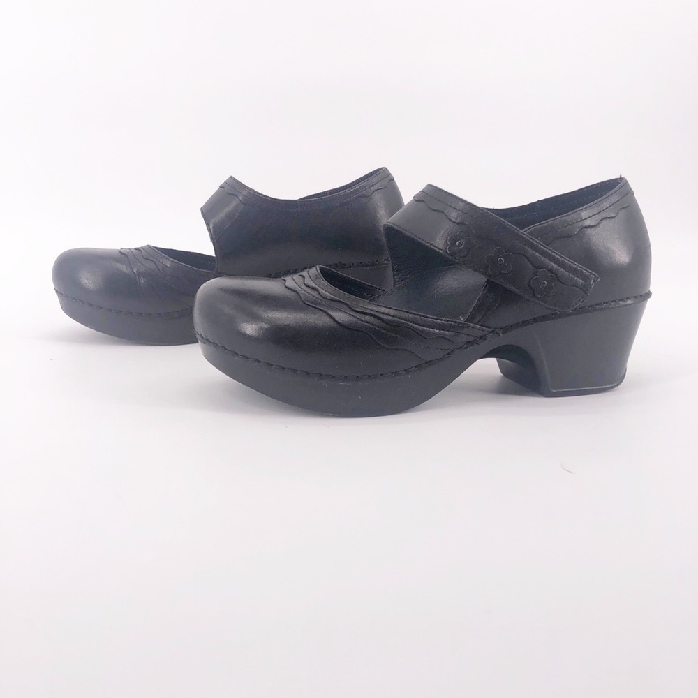 DANSKO Black Leather Mary Jane Clogs 38